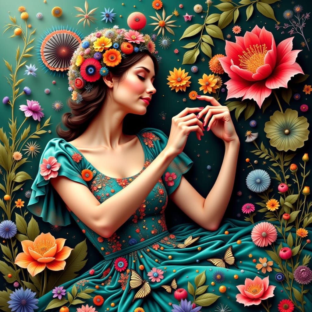 Whimsical Faery Couture in Vibrant Surrealist Style