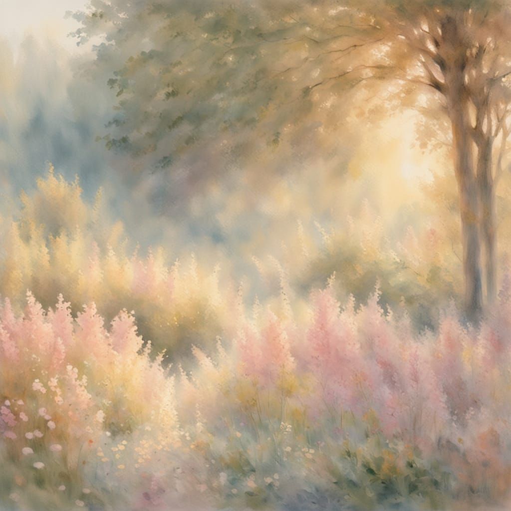 Whimsical Forest Chessboard in Soft Impressionist Watercolor...