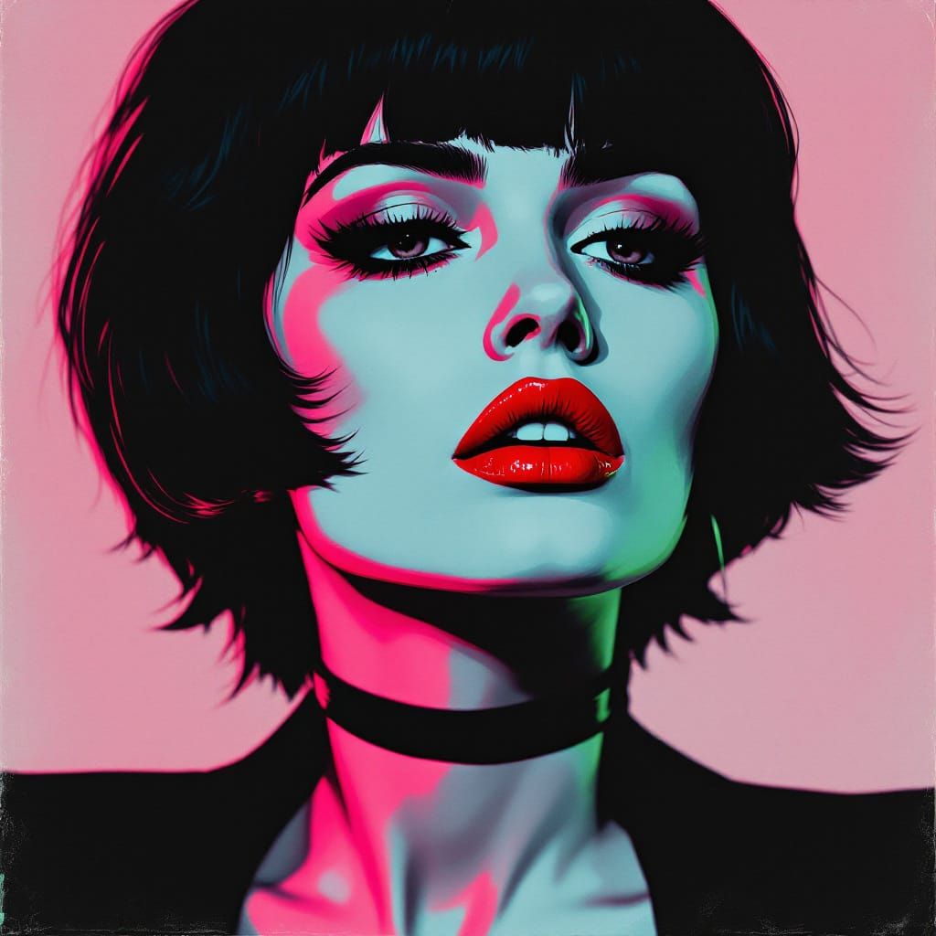 Elegant Woman Portrait in Nagel-Style Noir Aesthetic