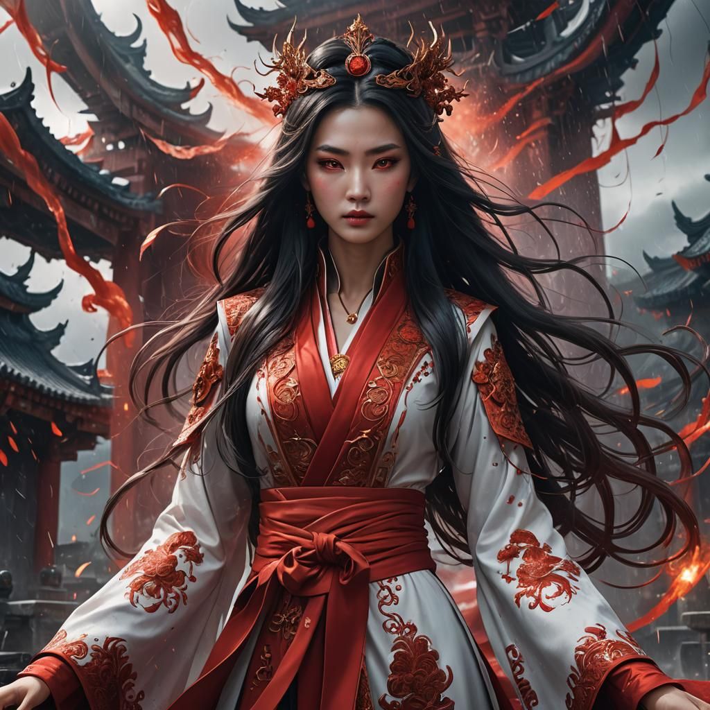 Royals Xianxia in red. the eye of the raging storm. Red eyes...