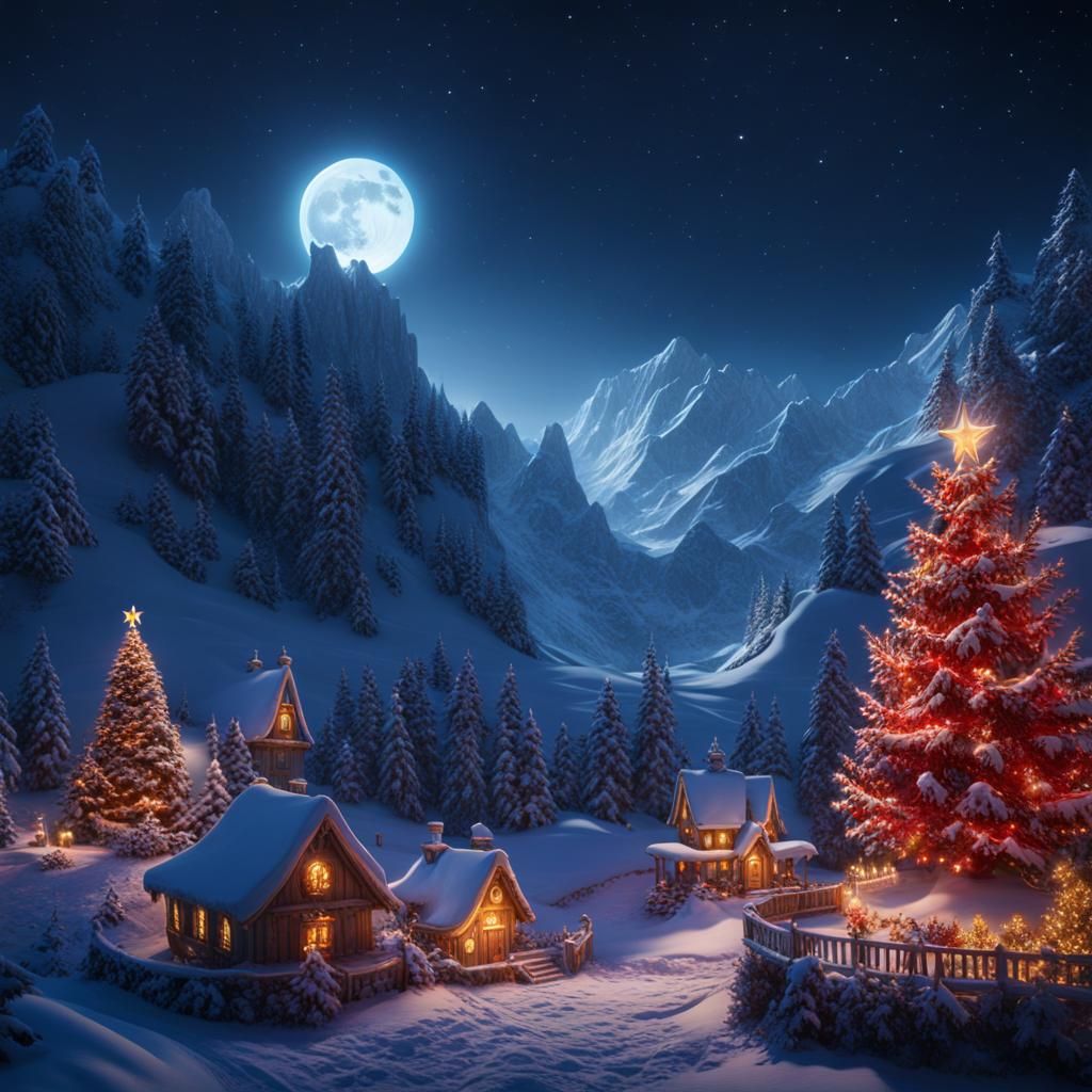 Christmas on the Moon: Detailed Matte Painting