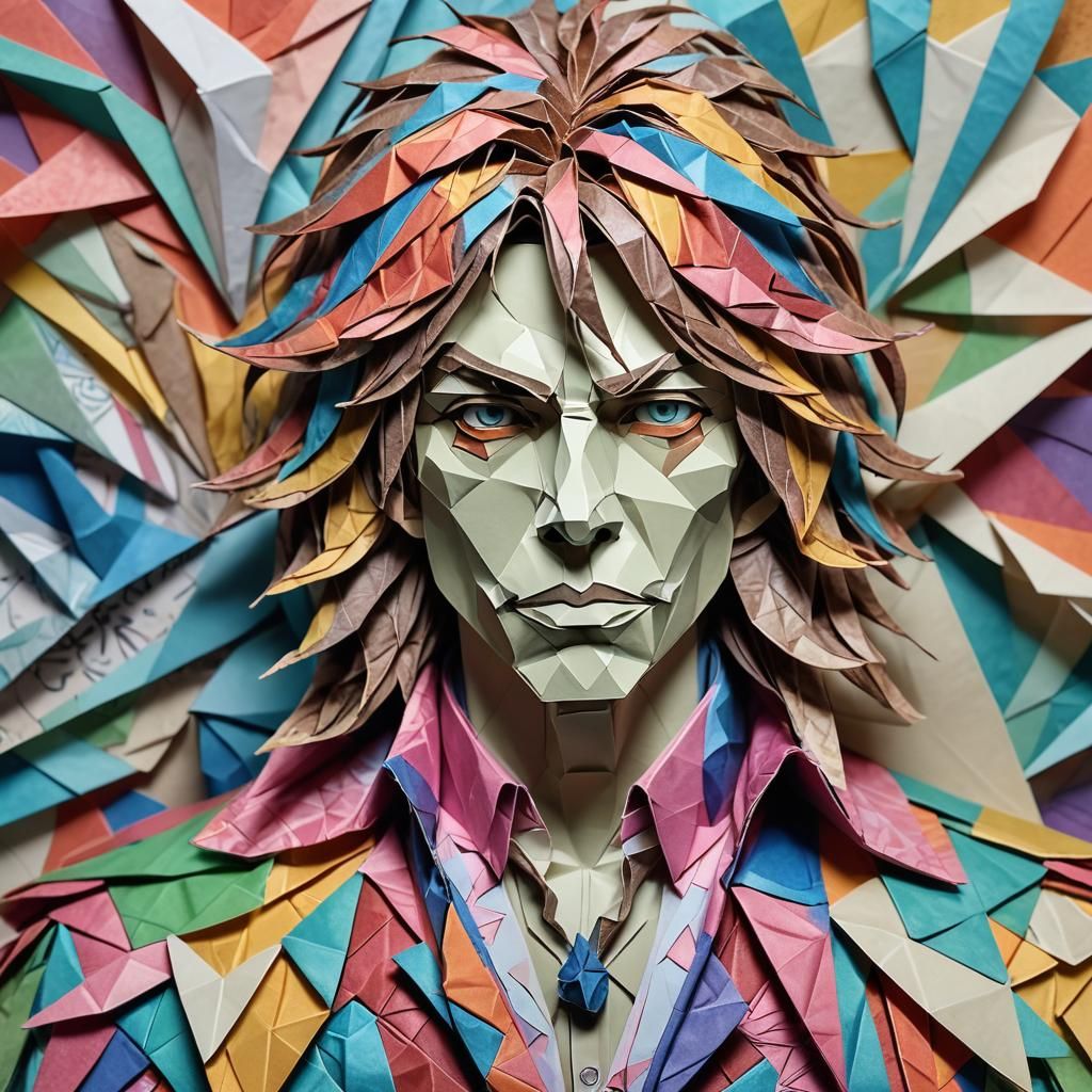 Origami Papercraft Portrait of a Rock Frontman
