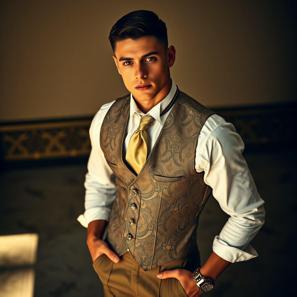 Art Deco Portrait of a Young Man in 1920s Attire