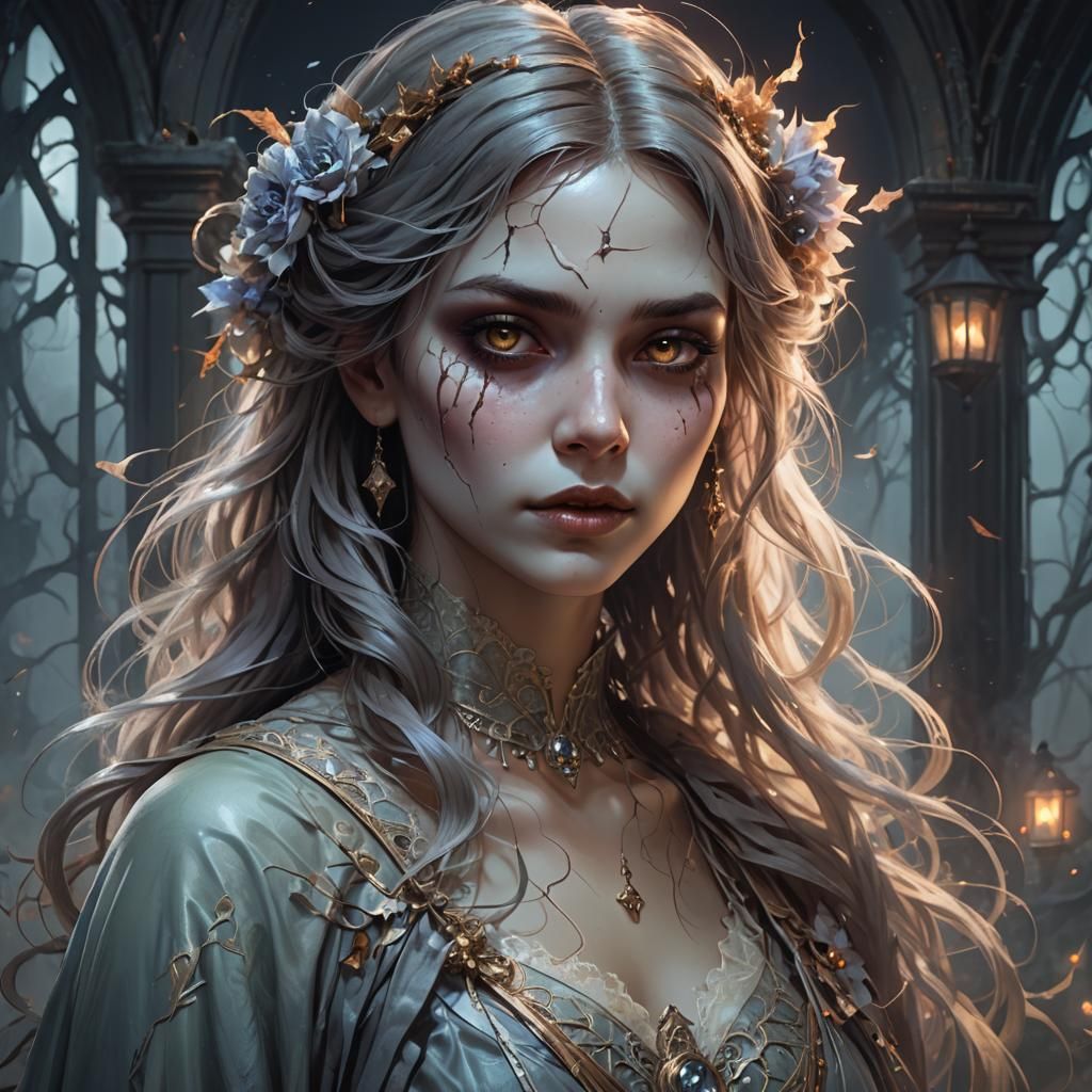 Dreamy Ghost Girl Portrait in Ethereal Style