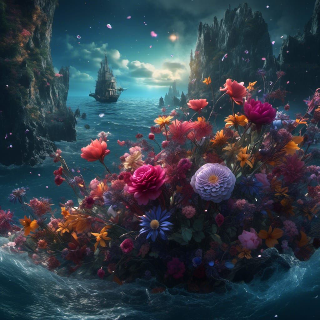 Surreal Hearts and Flowers Melt into the Sea