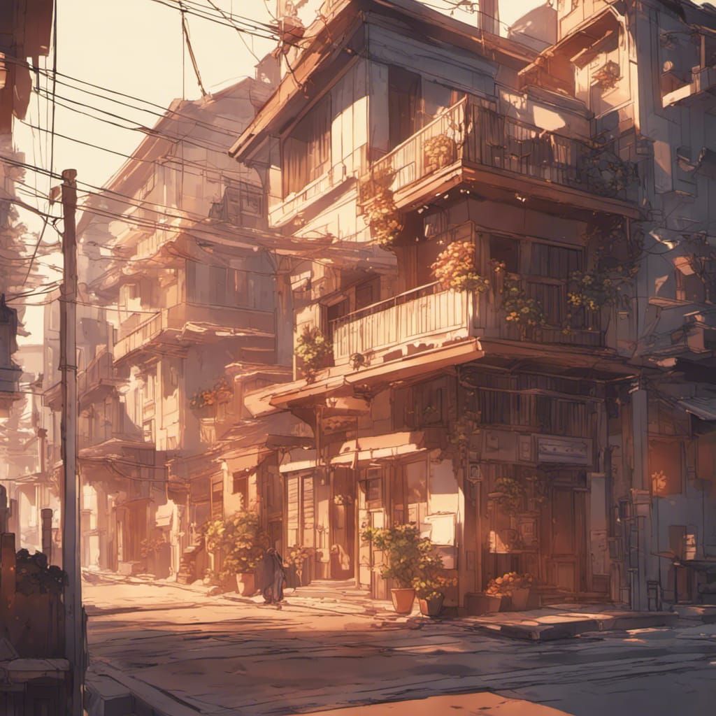 Modern Anime Concept Art in Warm Colors