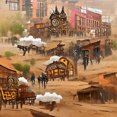 Steampunk Wild West City Concept Art