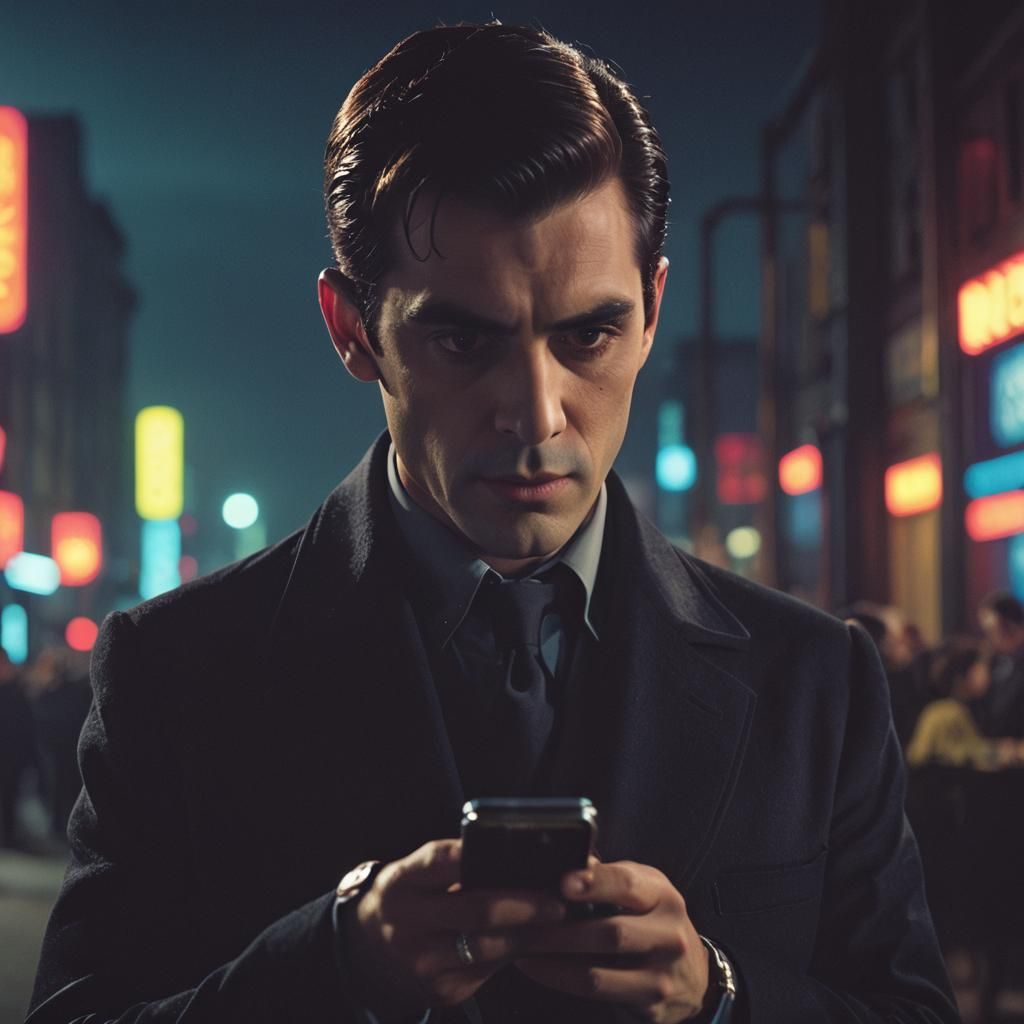 Moody Film Noir: Freddie and Reflective Phone