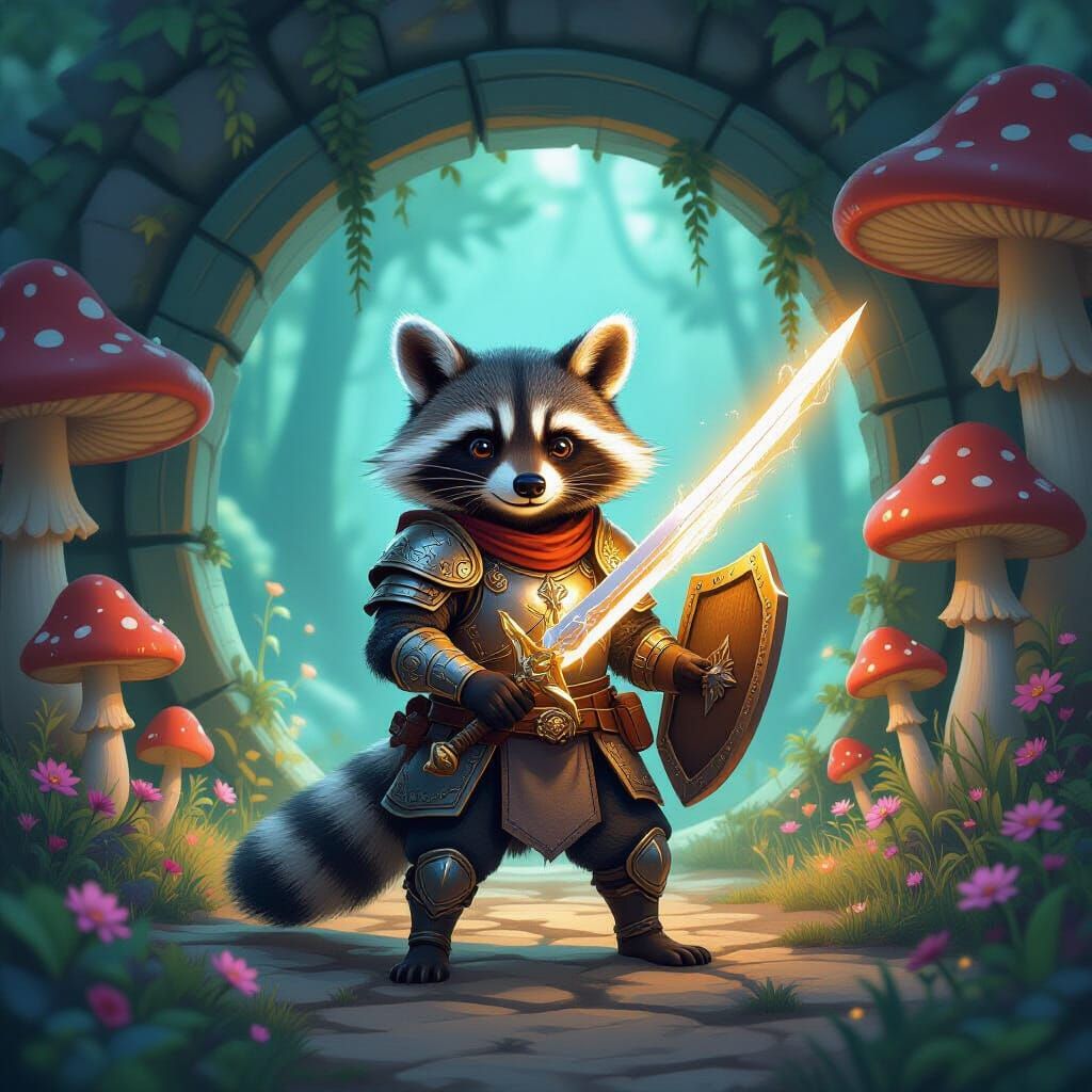 Armored Raccoon Guardian of the Magical Portal