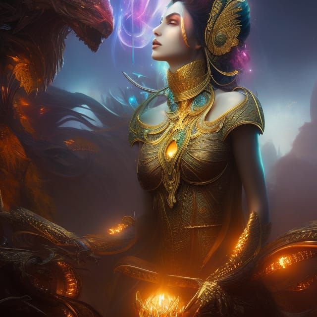 beautiful fierce futuristic Warrior