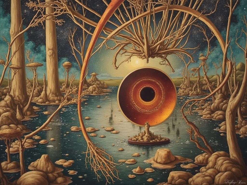 One doesnt exist unless you believe One exists. who is One? surrealism tenebrism reflection refraction infinite mirror e...