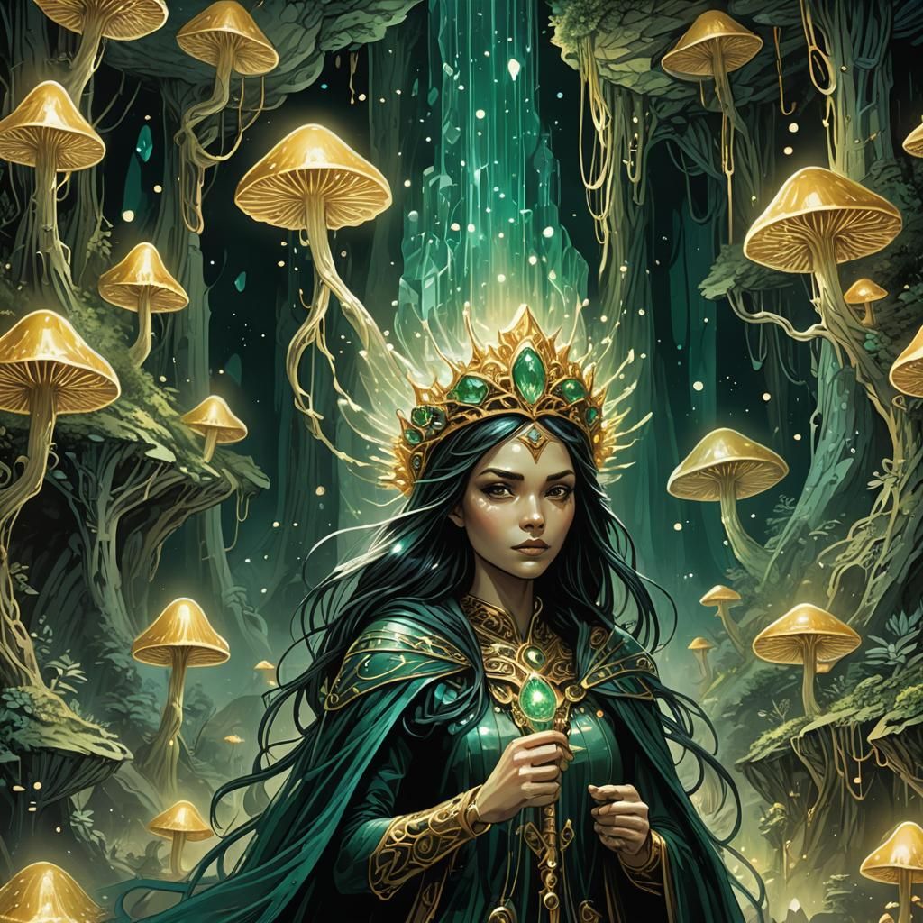 Mysterious Goddess in Crystal Cavern, Comic Book Art