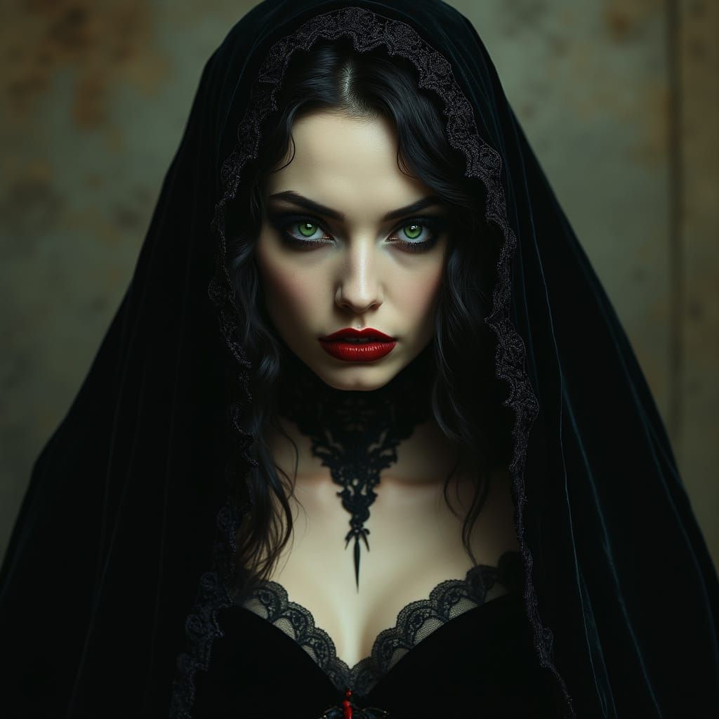Mysterious Vampire Woman in Dark Mystique
