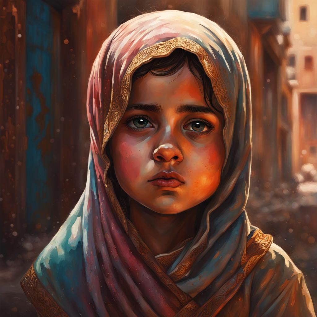 Hyperrealistic Image of Girl Under Rubble