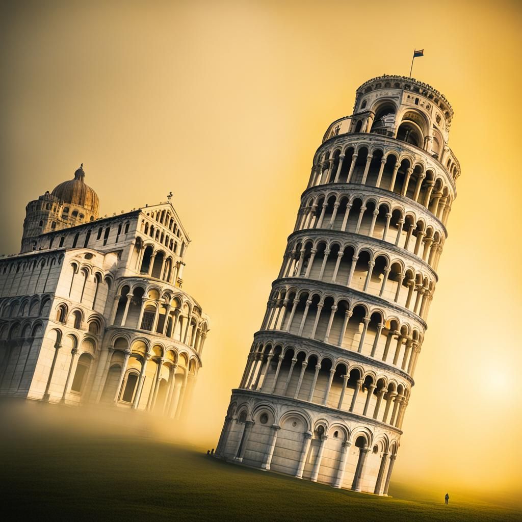 Leaning Tower of Pisa in Fog