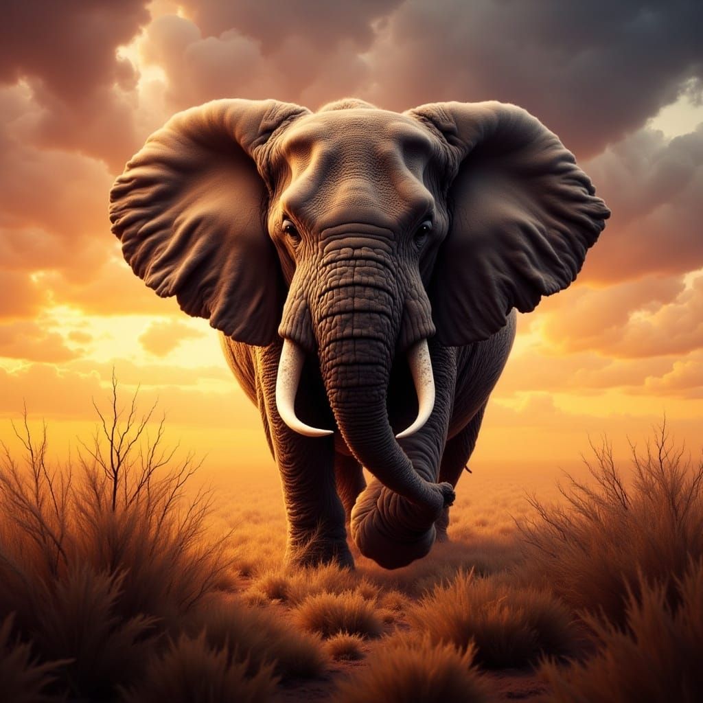 Majestic Elephant in Hyperrealistic Concept Art Style