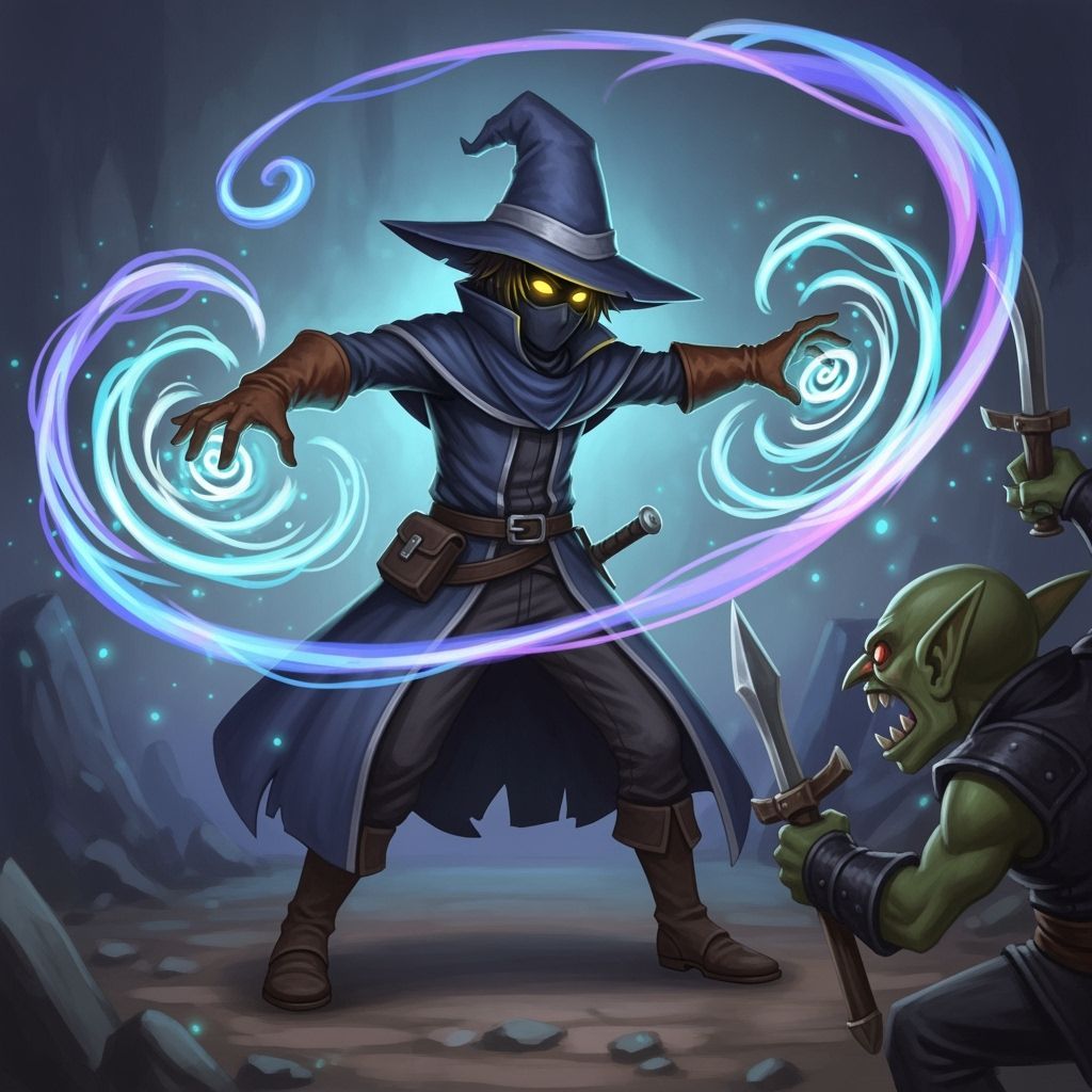 Vivi Ornitier Casting Magic Against Goblin in Whimsical Styl...