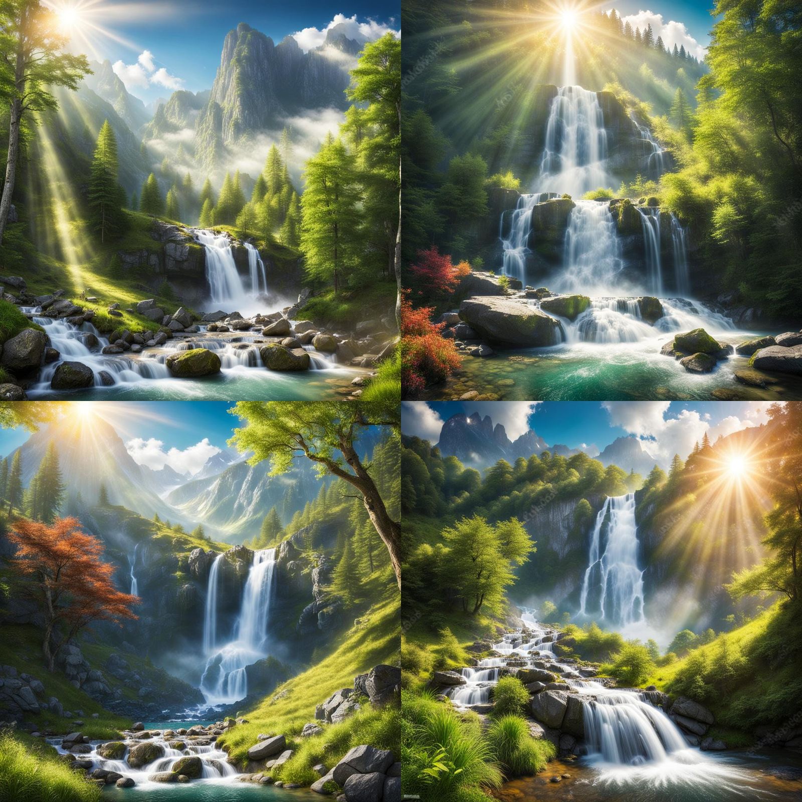 Beautiful mountain scene with a waterfall
