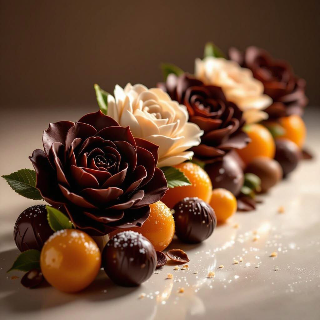 Hyperrealistic Chocolate Flowers and Fruits in Edible Art St...