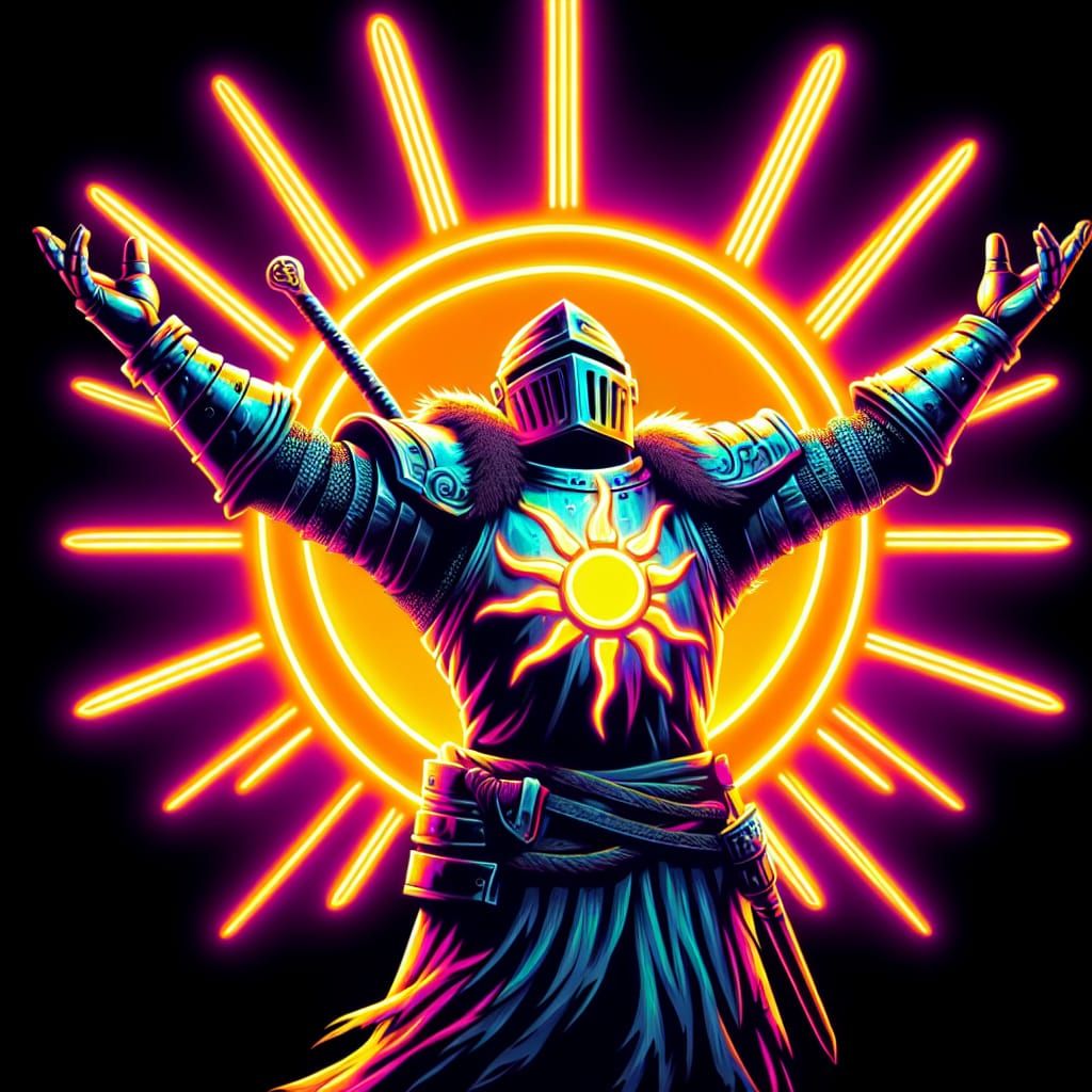 Neon sign - Knight "Solaire of Astora, warrior of sunlight". "Praise the sun" emote 1.3 !!