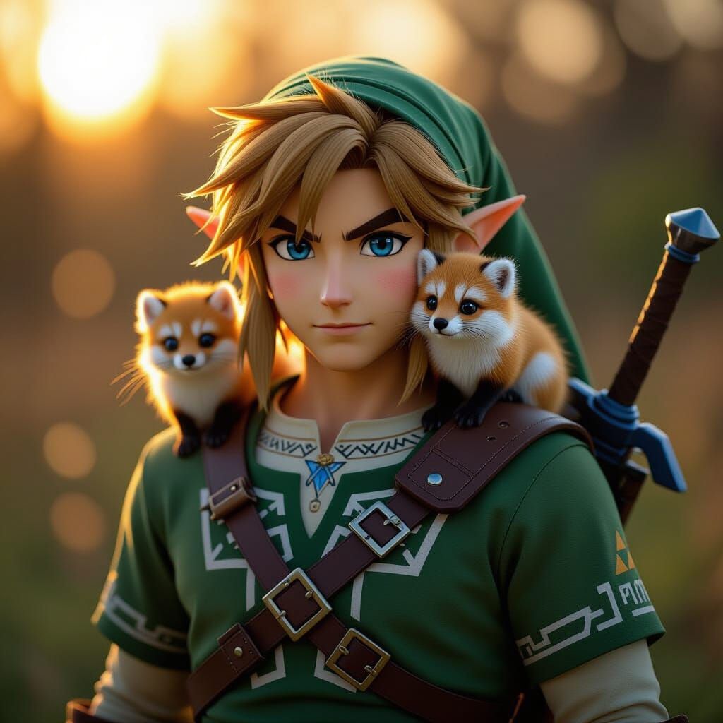 Link from Zelda with Fluffy Mink Pet