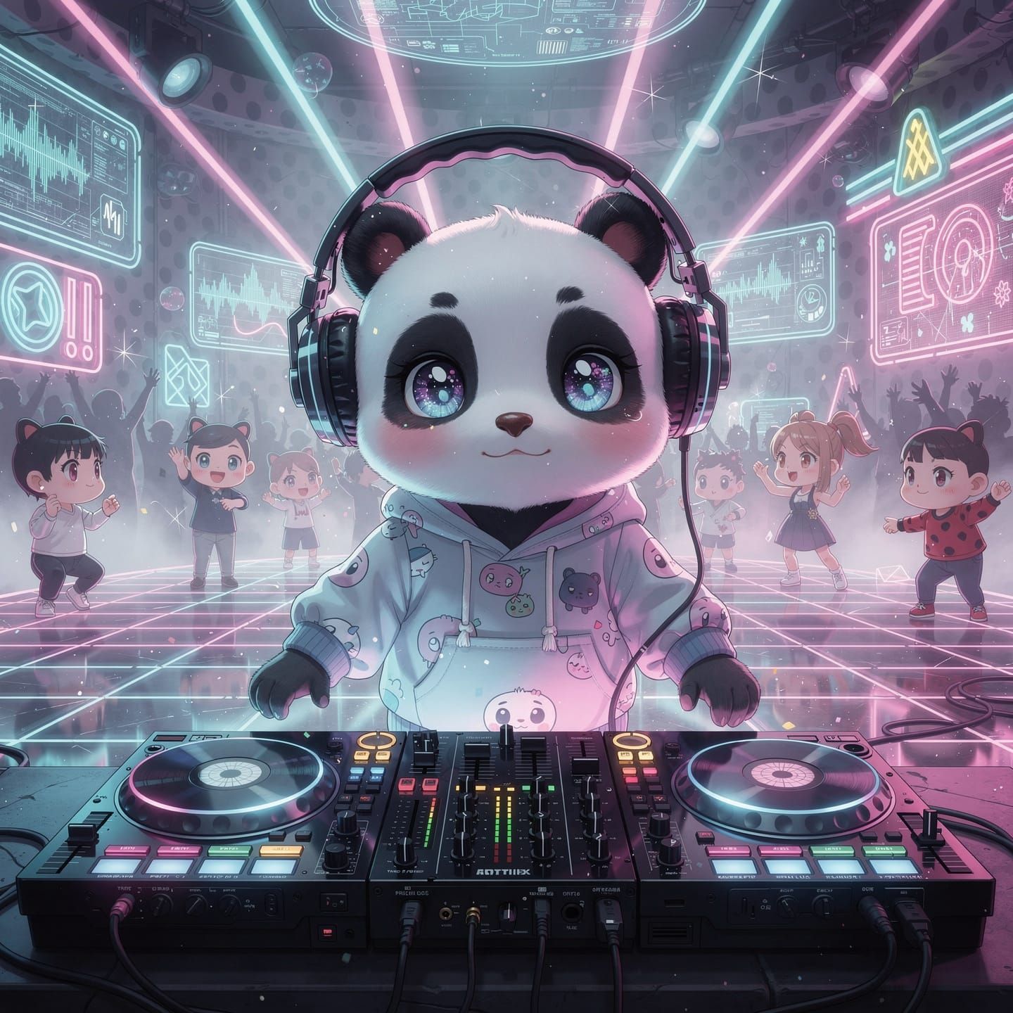 Baby Panda DJing at Neon Rave Party