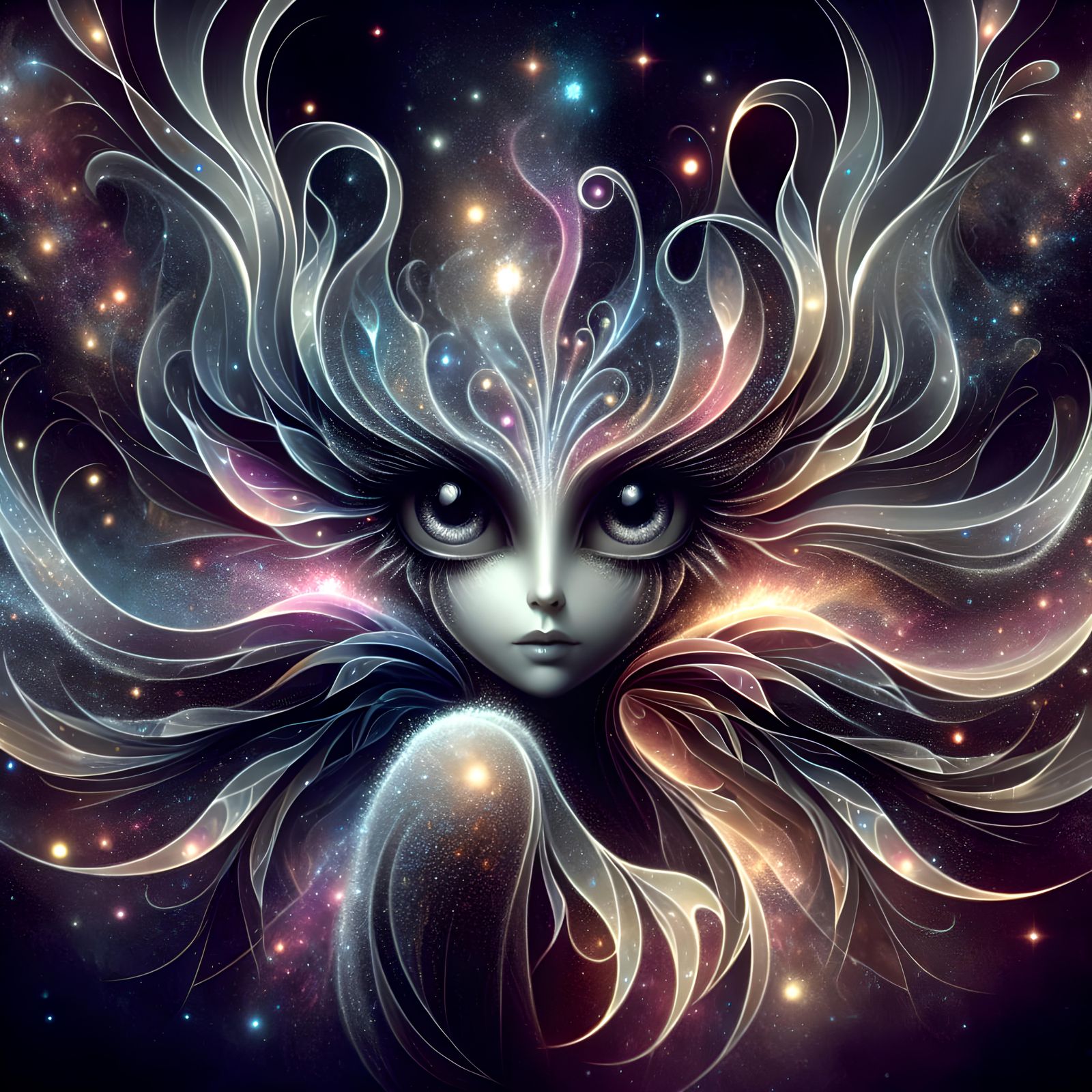 Cosmic Fairy with Iridescent Wings