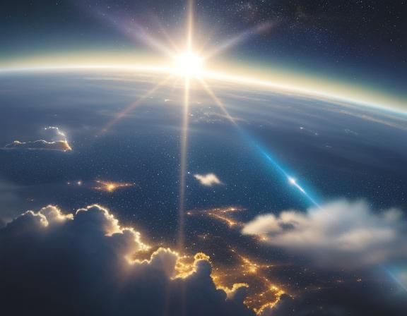 Astronaut Observes Shooting Star in Night Sky