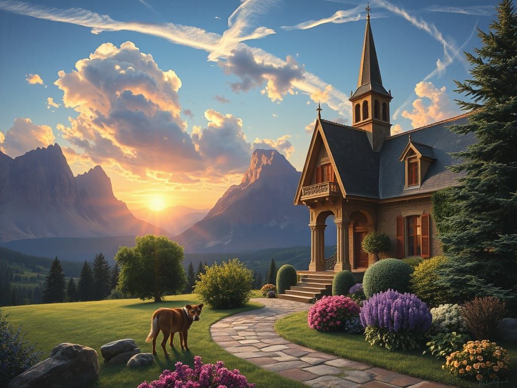 Surreal Baroque Landscape in Soft Golden Light