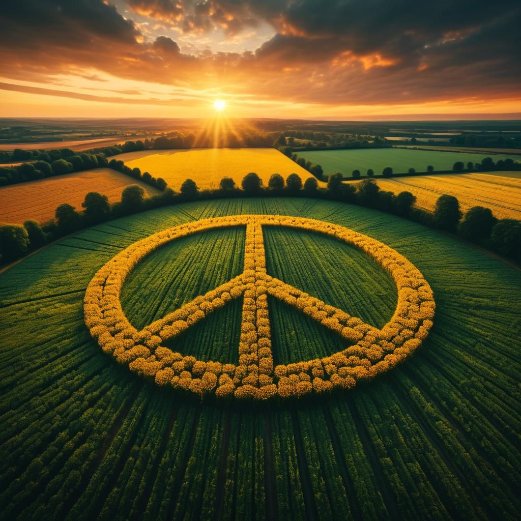 Giant Peace Symbol at Sunset: Conceptual Photography