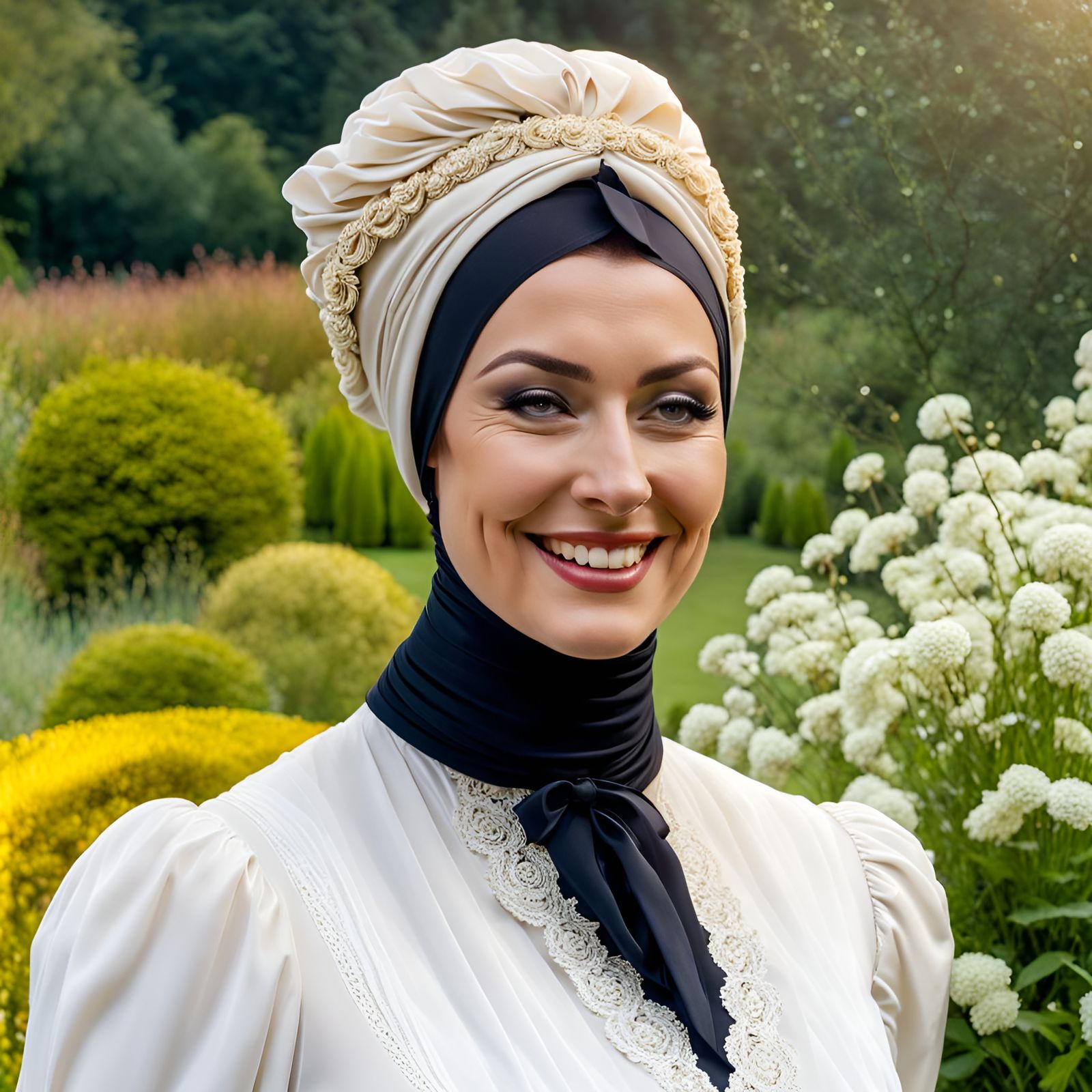 Victorian Woman in Garden Portrait