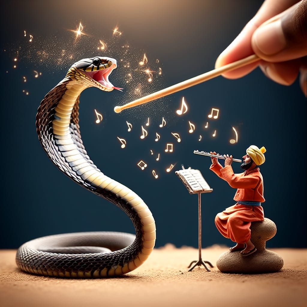 Miniature Cobra Conducting Fakir's Flute Performance