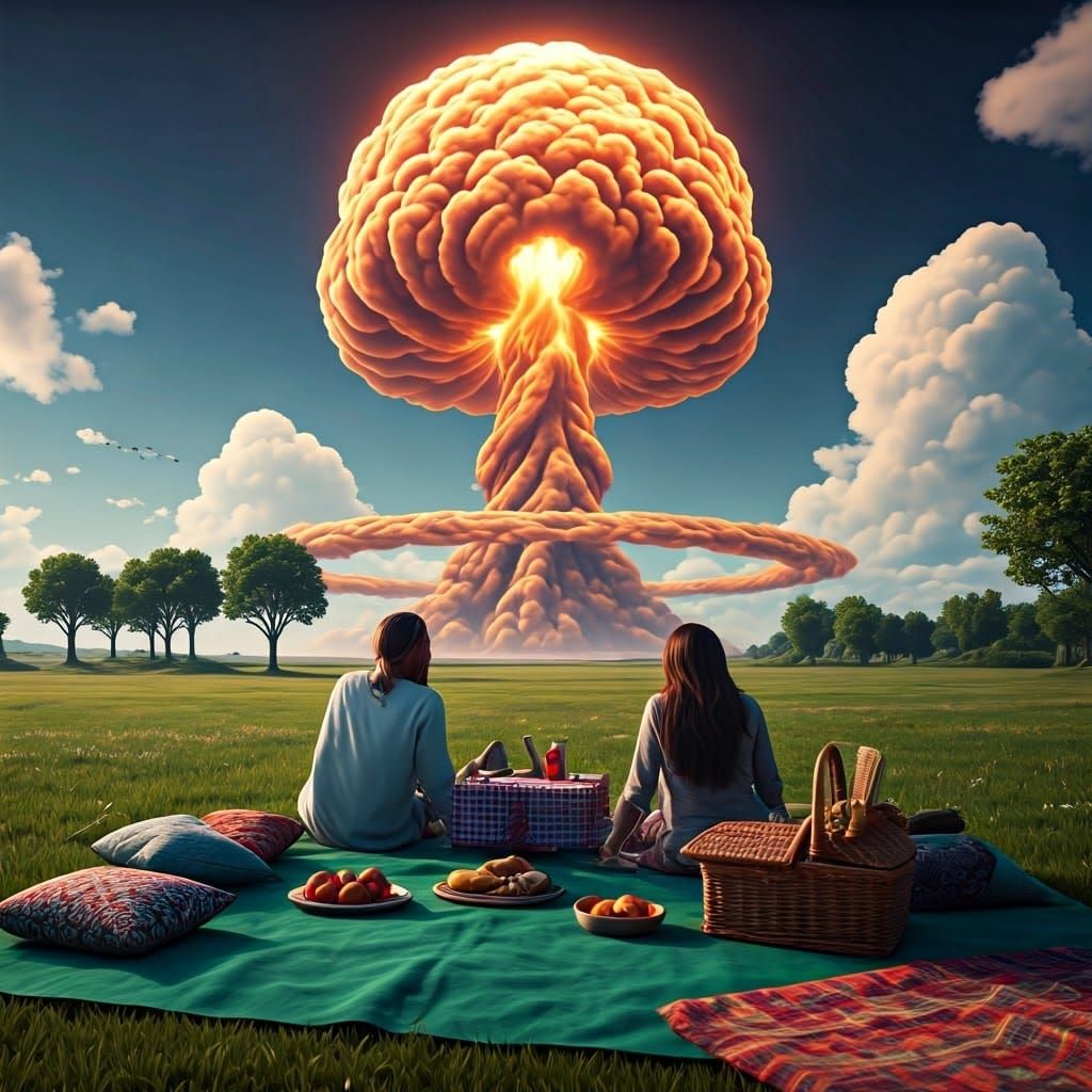 Epic Picnic Scene in Apocalyptic Ruin