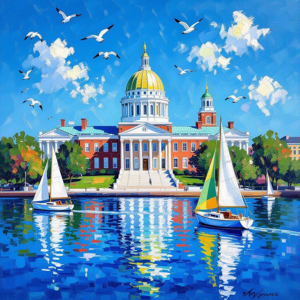 Maryland State House in Impressionist Style