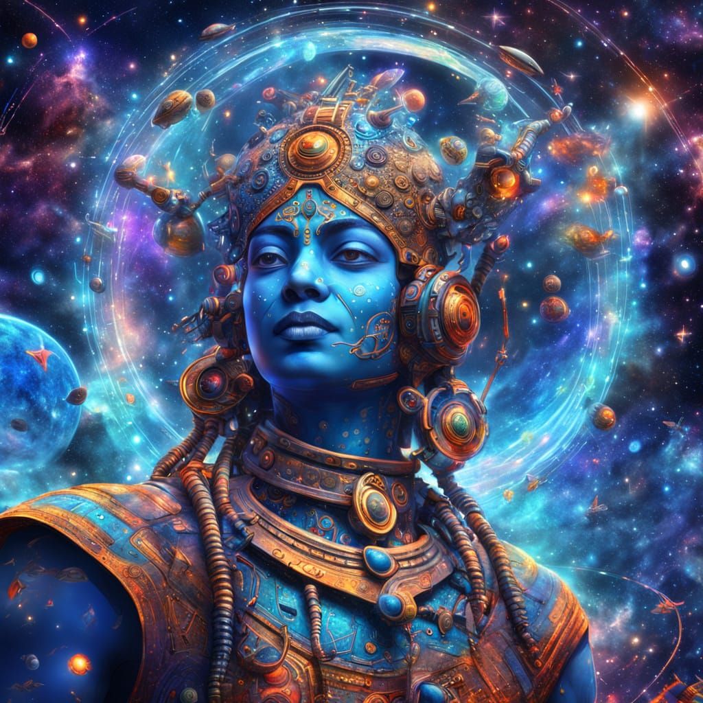 Cyborg Krishna in Cosmic Dance