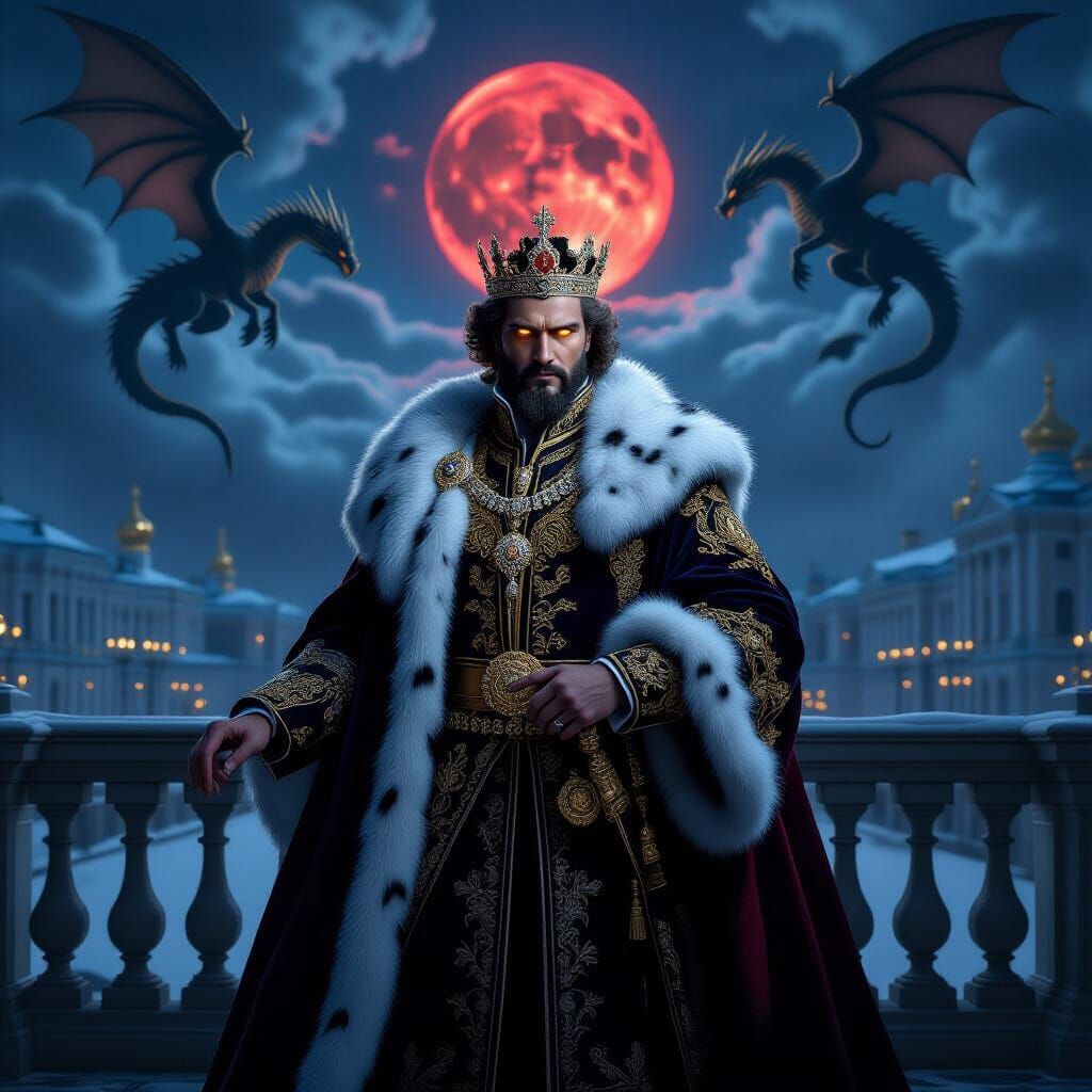 Immortal Tsar in Mystical Twilight with Dragons