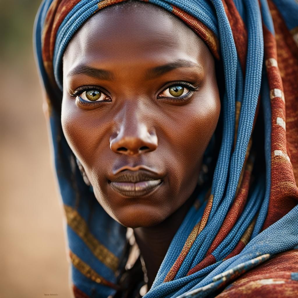 Attractive Fulani Girl Portrait in Studio Lighting