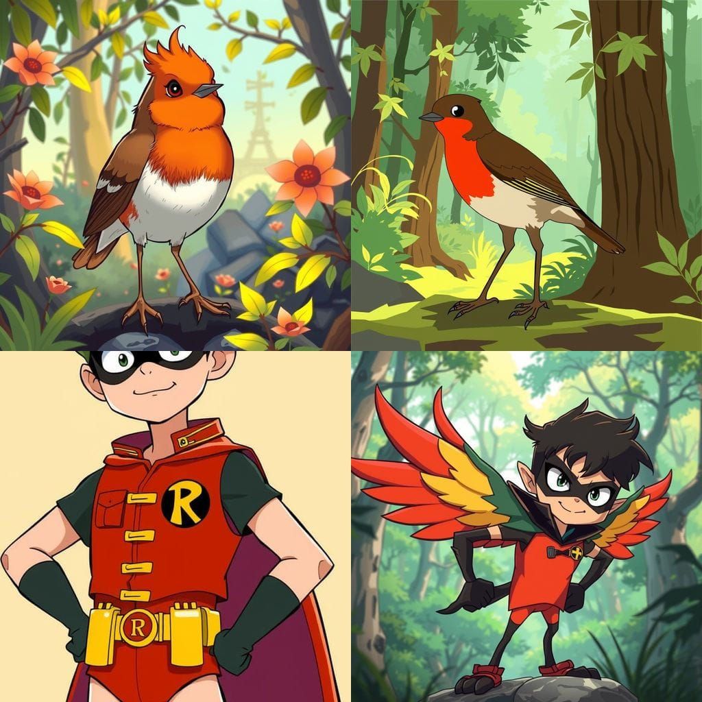 Proud Robin in Anime Cartoon Style