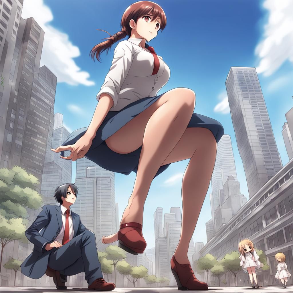 Giantess Crushing Man: Anime Manga Style Art