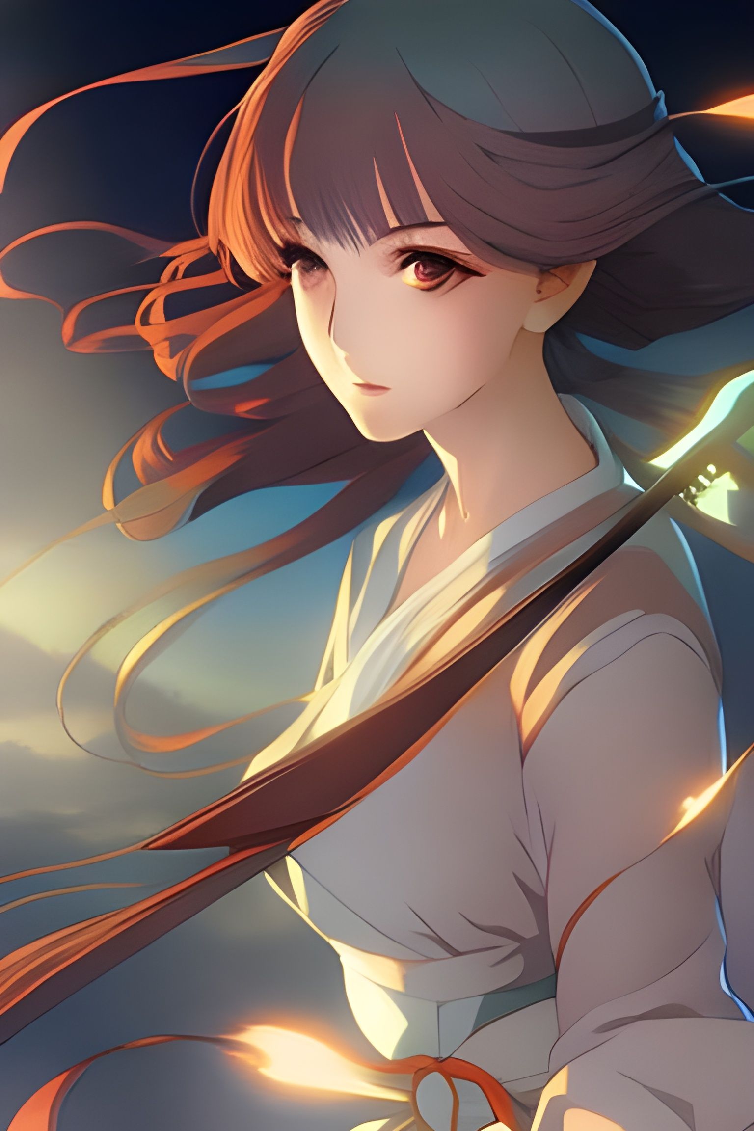 Anime-Style Portrait of Blue-Haired Woman