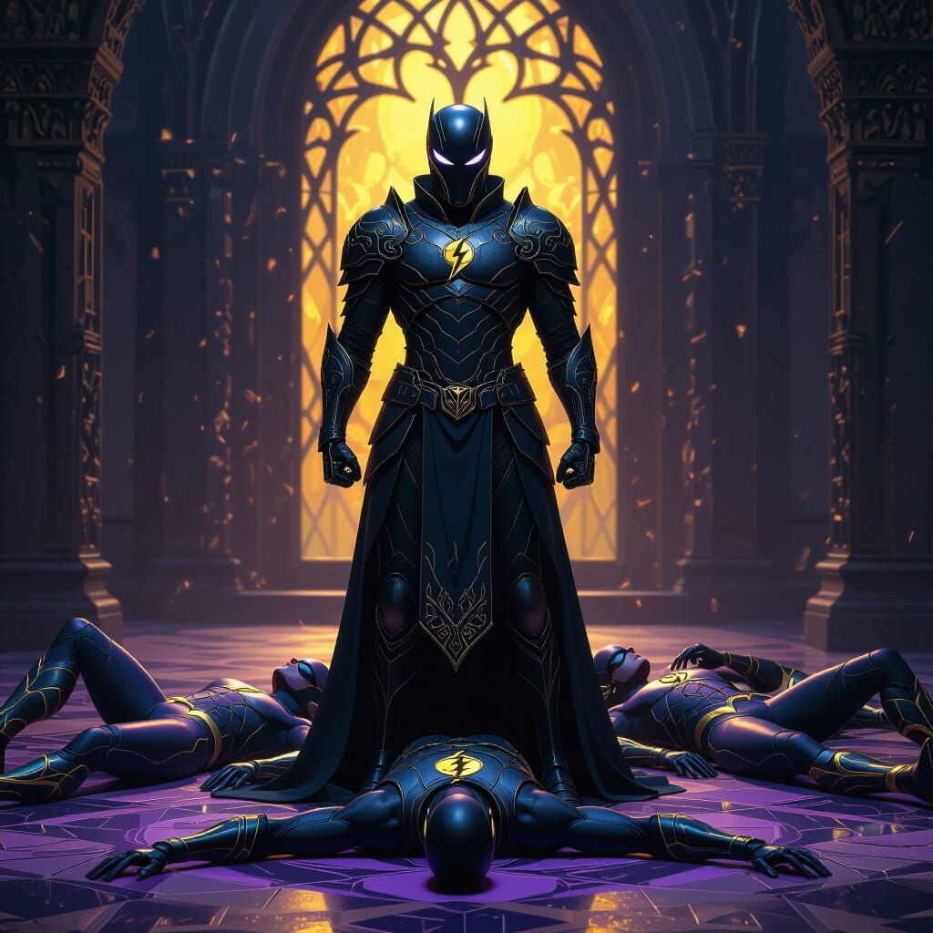 Black Racer in Ornate Armor, Dark Fantasy Concept Art