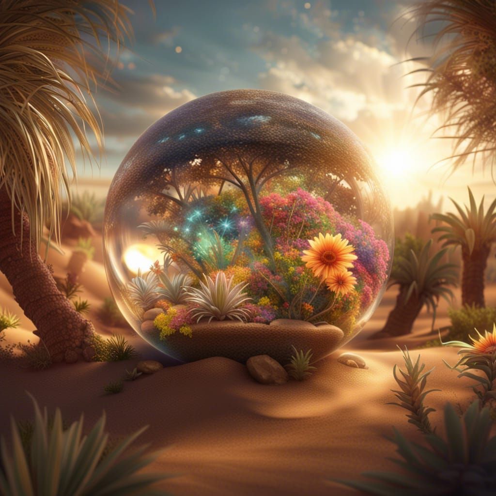 Fantasy Terrarium Breaks Free in Desert Landscape