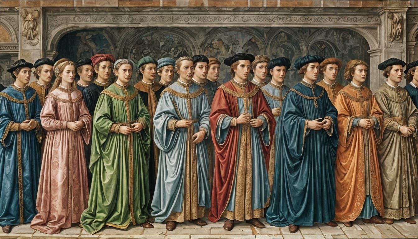 Renaissance Fresco of Florentine Nobles Procession
