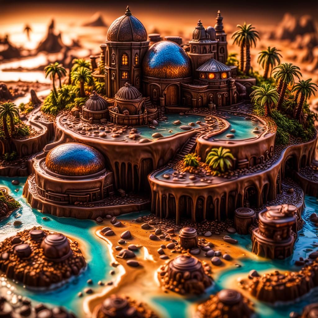 Miniature Chocolate Island Oasis in Hot Milk