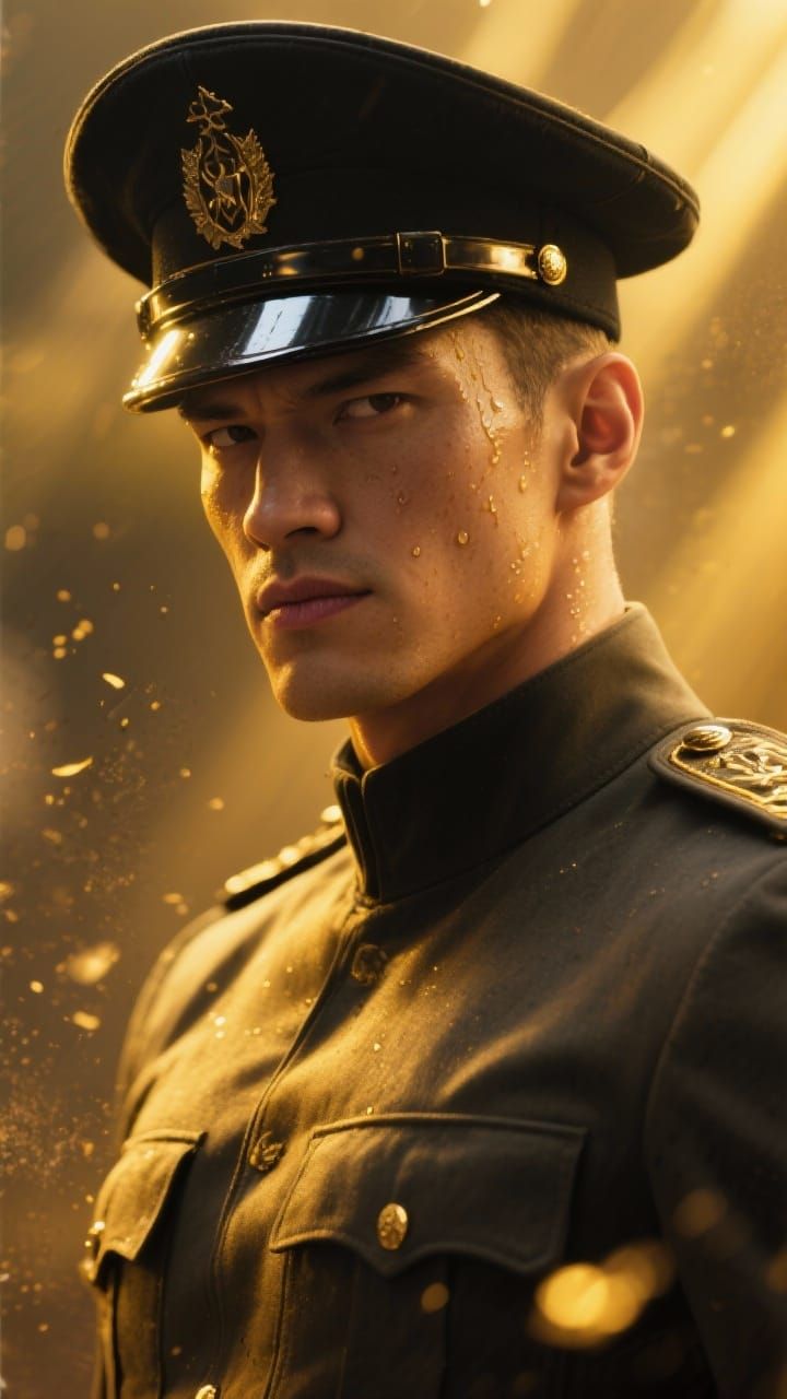 Hyper Realistic Male Figure in Military Cap