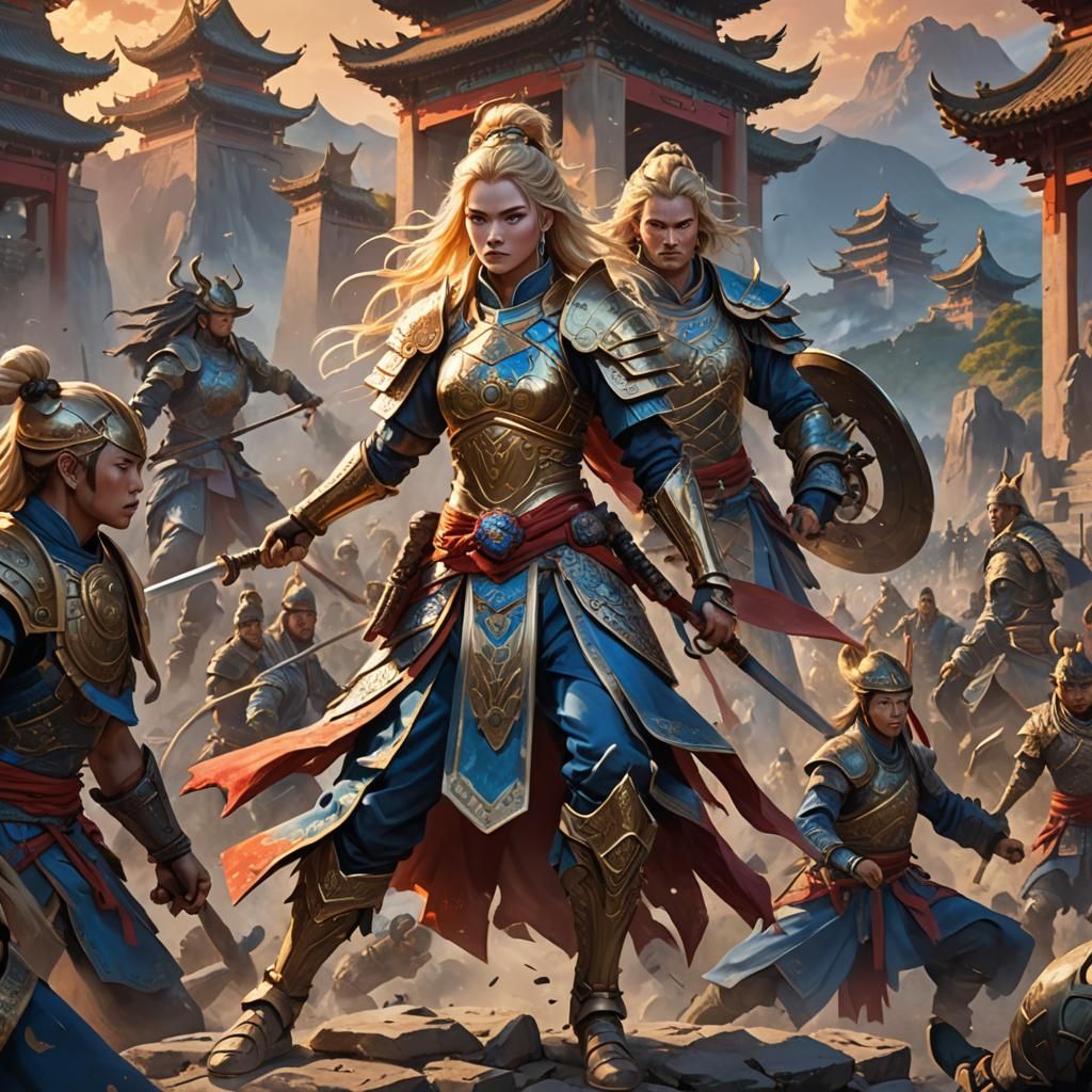 Female Warrior Battles in Ancient China: Fantasy Art
