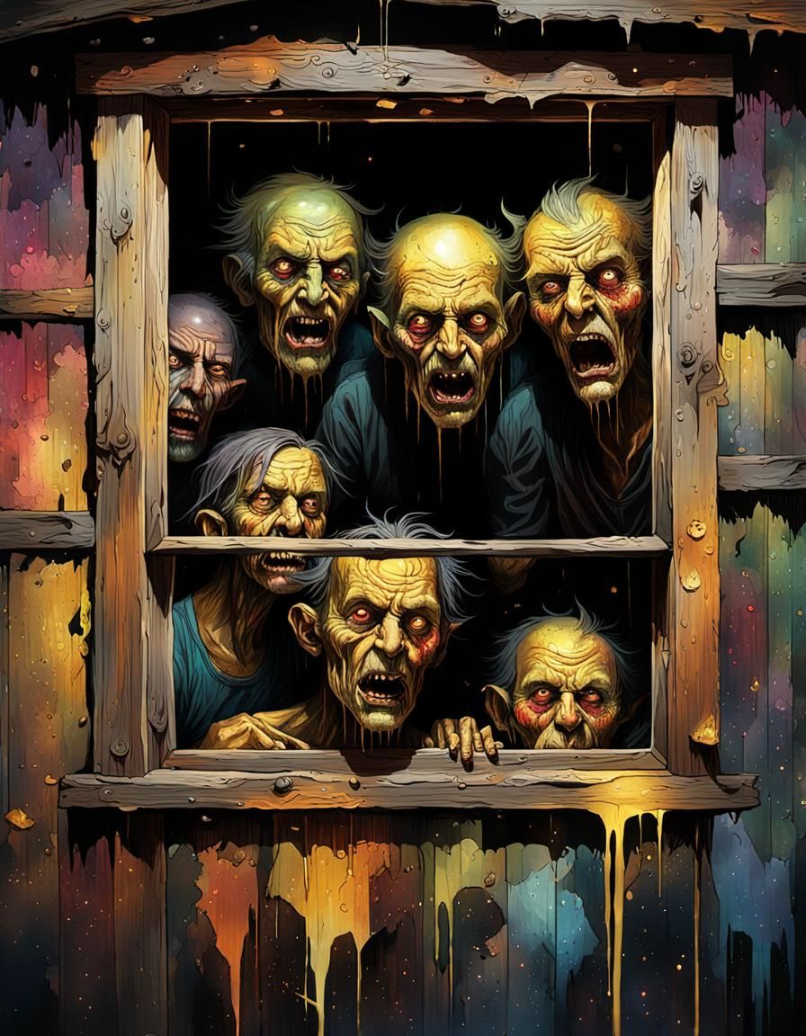 Tormented Souls in Cabin: Dark Surreal Concept Art