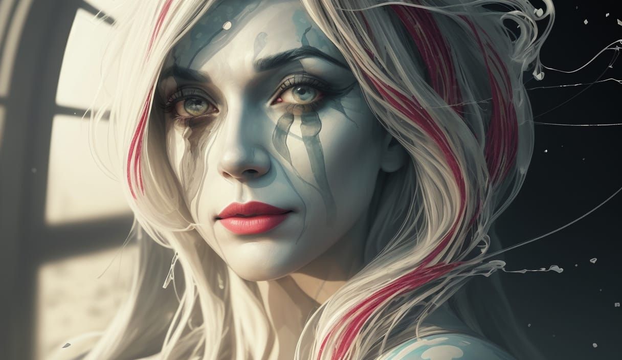 Monochrome Film Portrait with Musical Notation and Text