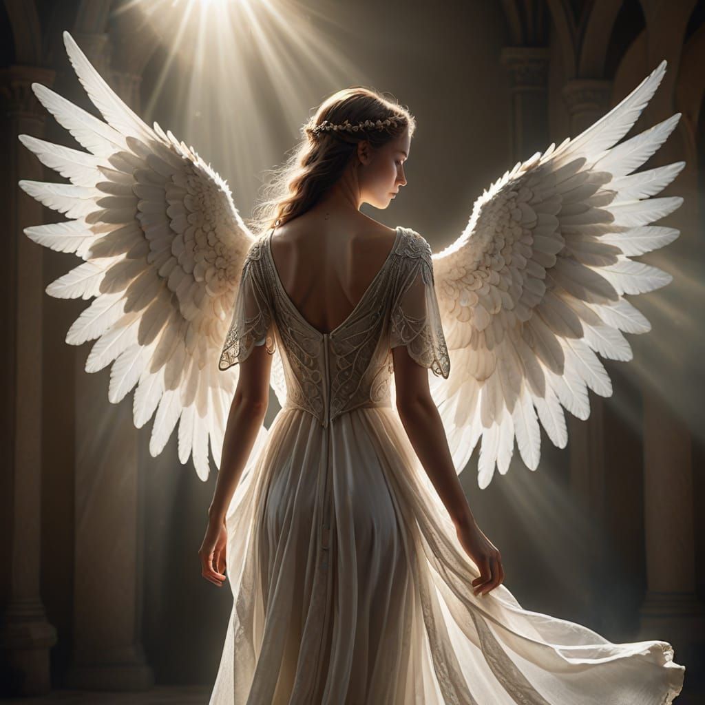 Ethereal Angelic Figure in Heavenly Light