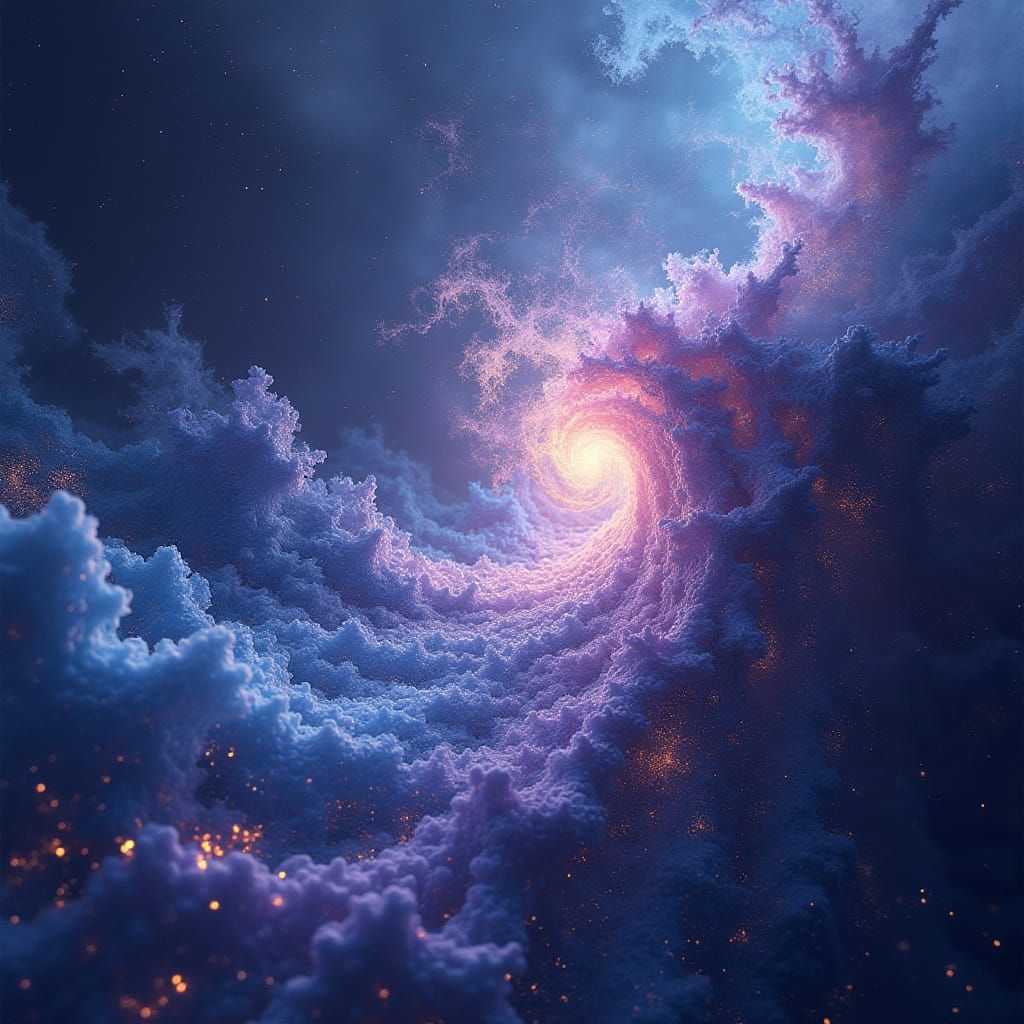 Iridescent Cosmic Bloom: Quantum Uncertainty in Digital Art